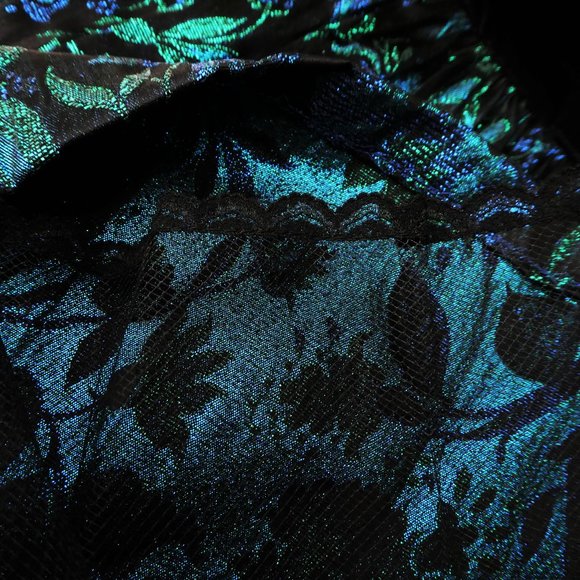 Vintage 80s Ball Gown Scott McClintock Brocade Velvet Basque V Waist Puff Sleeve - Picture 9 of 12